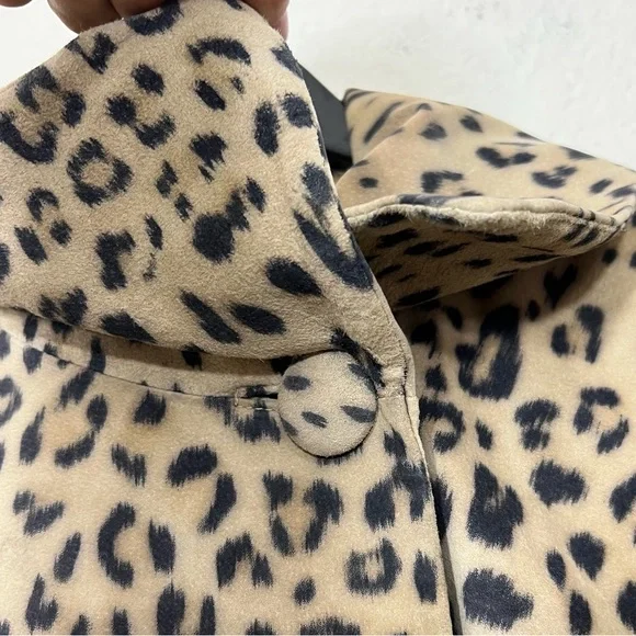 Chico’s Leopard Print Leather Suede Jacket Single Button Size S - Picture 9 of 14